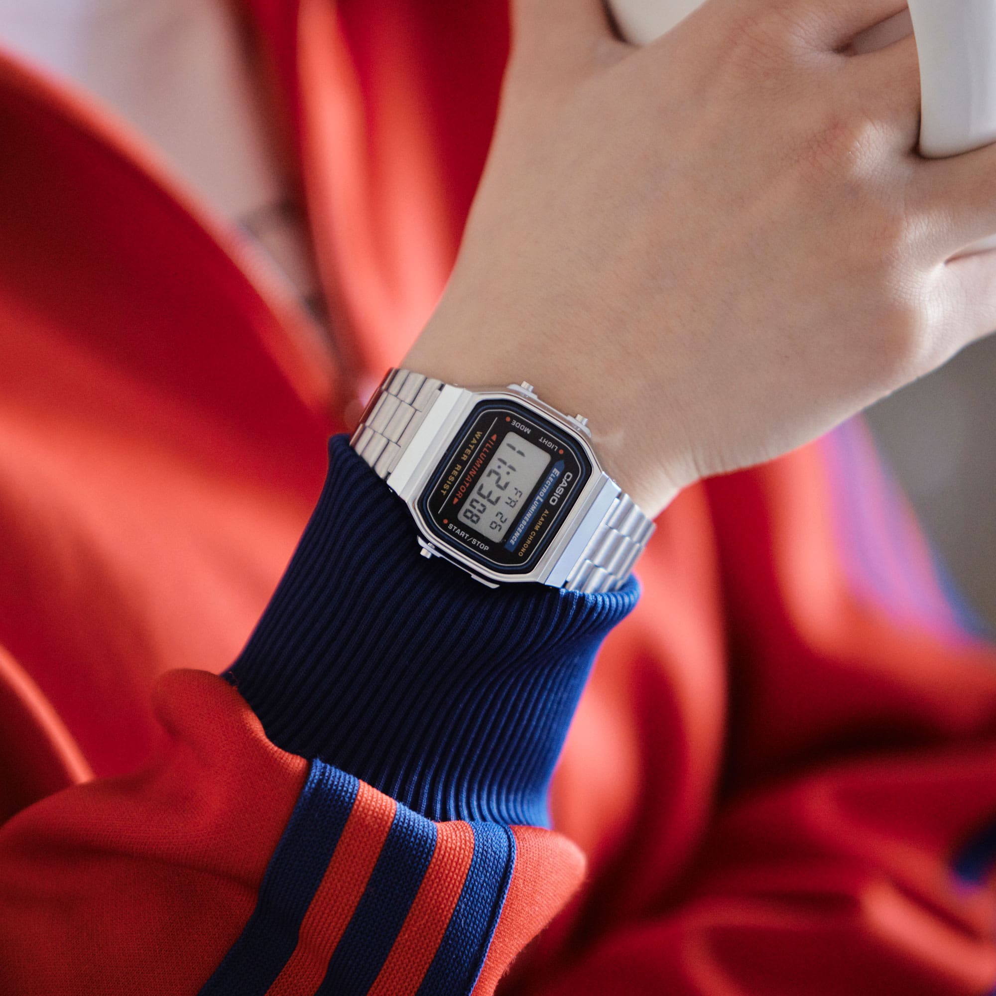 Casio Vintage A168WA-1 digital watch worn on the wrist