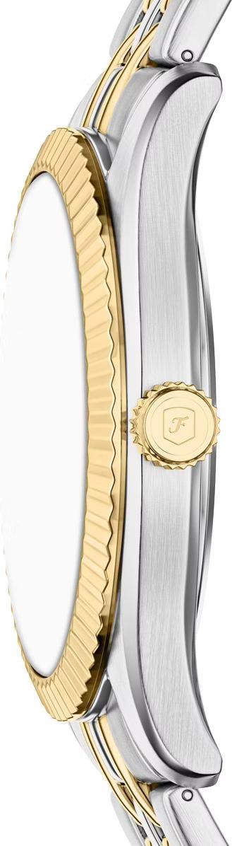 Fossil Three Hand Two Tone Stainless Steel Blue Dial Watch FS6141