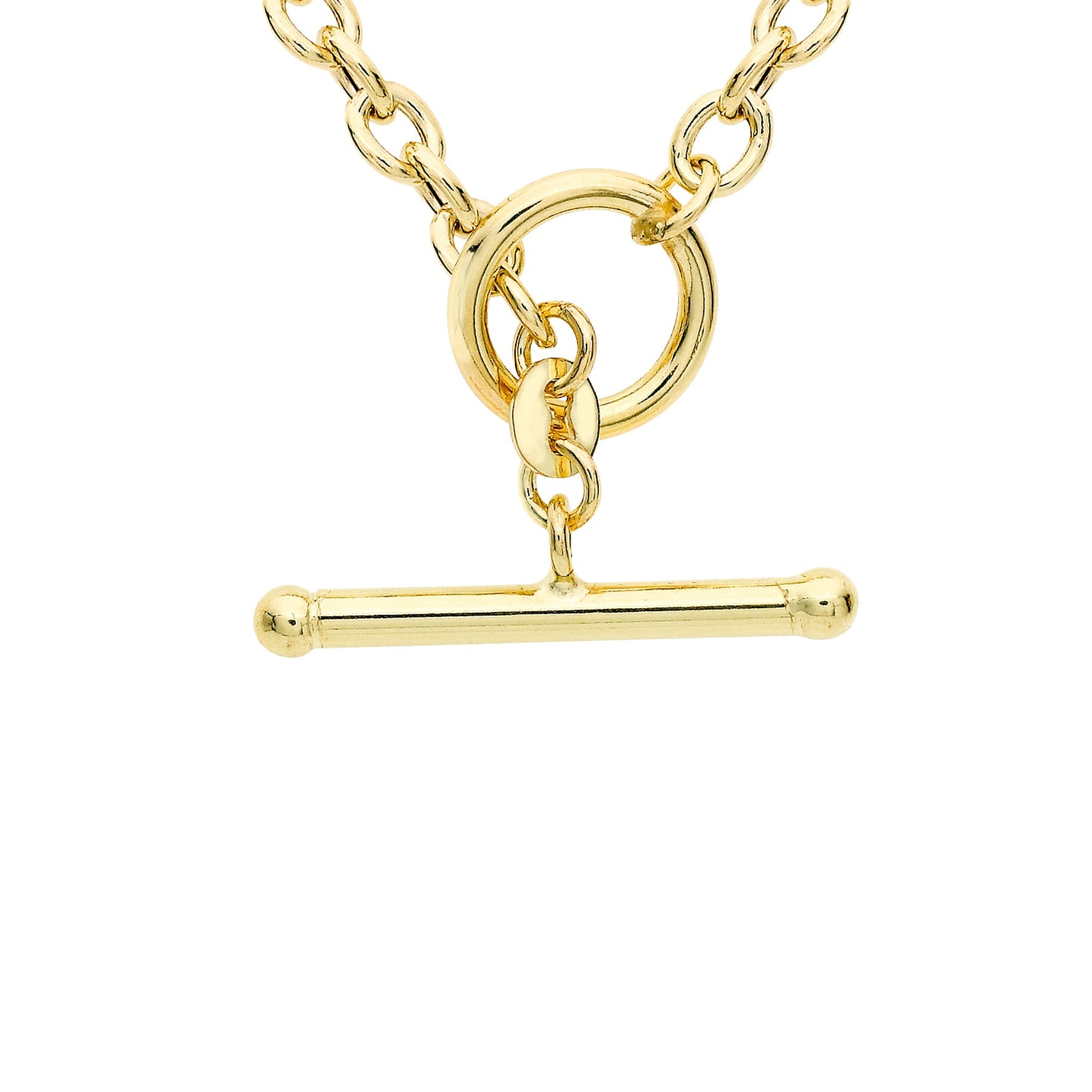 Glow 9K Gold Oval Belcher T-Bar Necklace 45cm