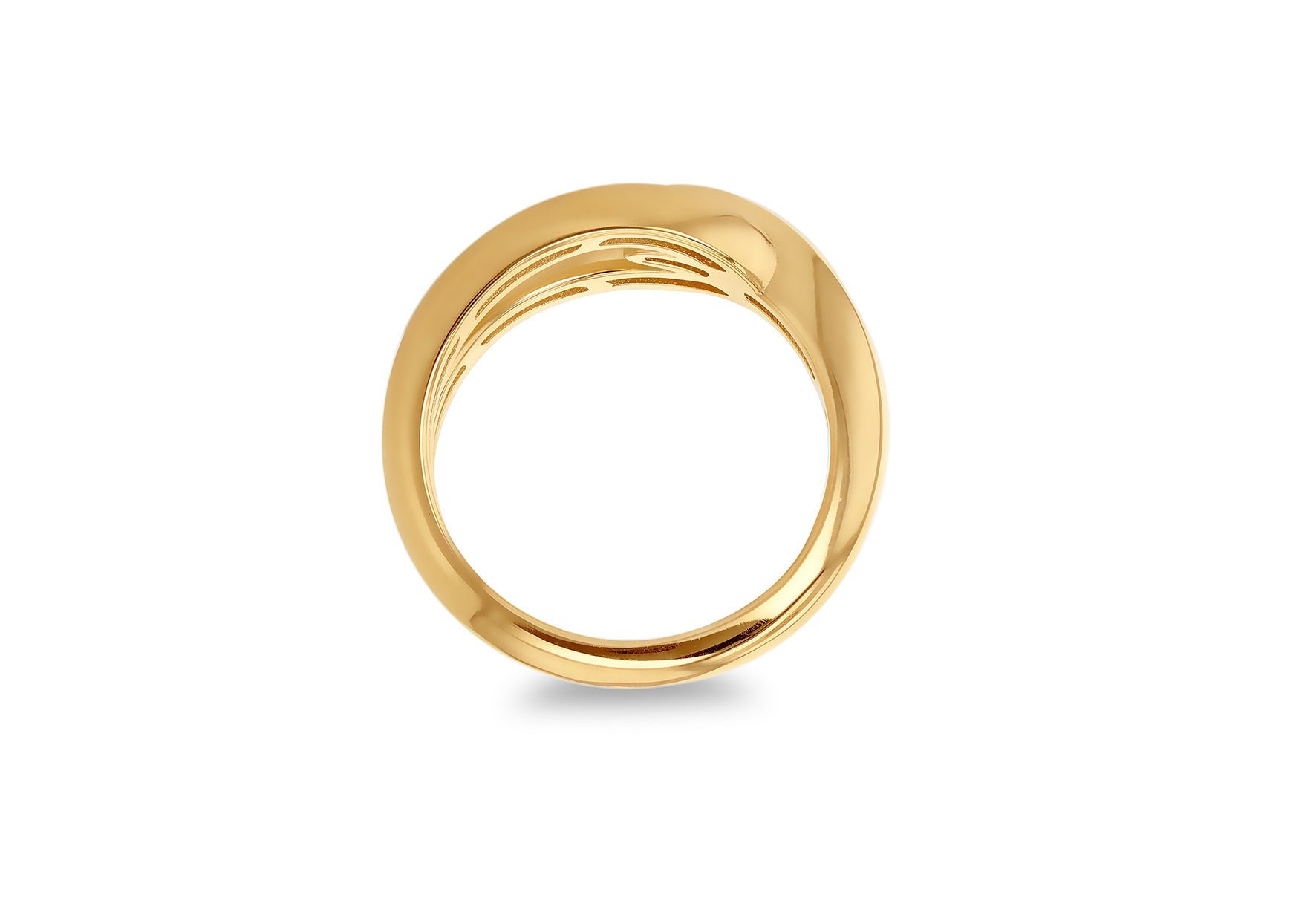 9K Yellow Gold Open Link Ring Stylish Contemporary Jewelry For Women