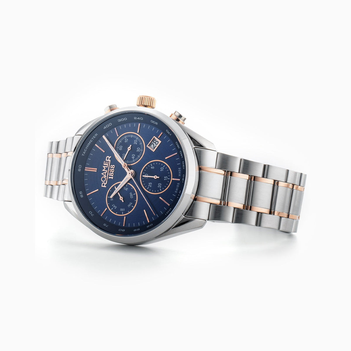 Roamer Pro Chrono 43.5mm Blue Dial Two Tone Stainless Steel Strap Watch, alternate view
