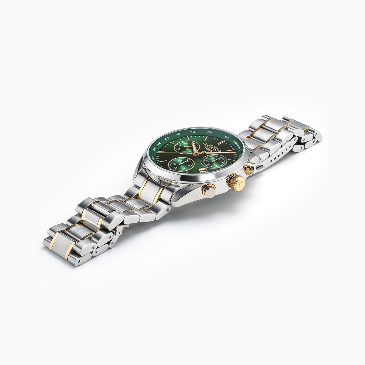 Roamer Pro Chrono 43.5mm Green Dial Two Tone Stainless Steel Strap Watch, alternate view