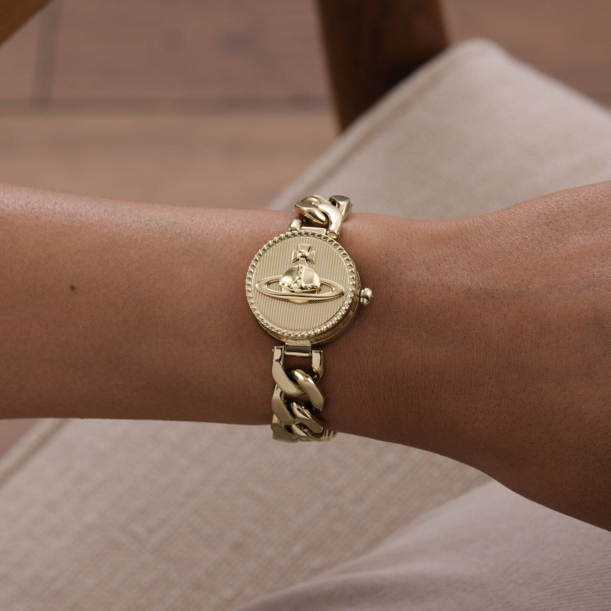 Vivienne Westwood Orb Button 25mm Gold Strap Watch