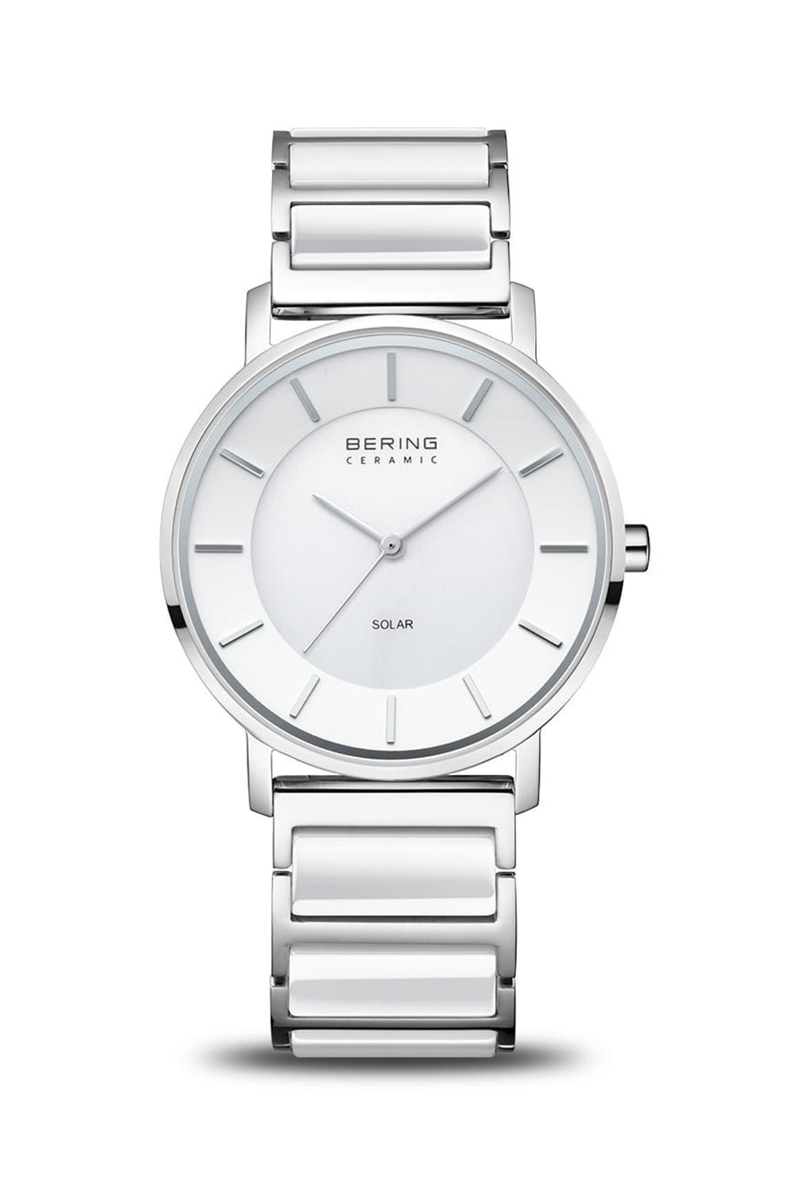Bering Solar 41mm White Dial White Ceramic Strap Watch
