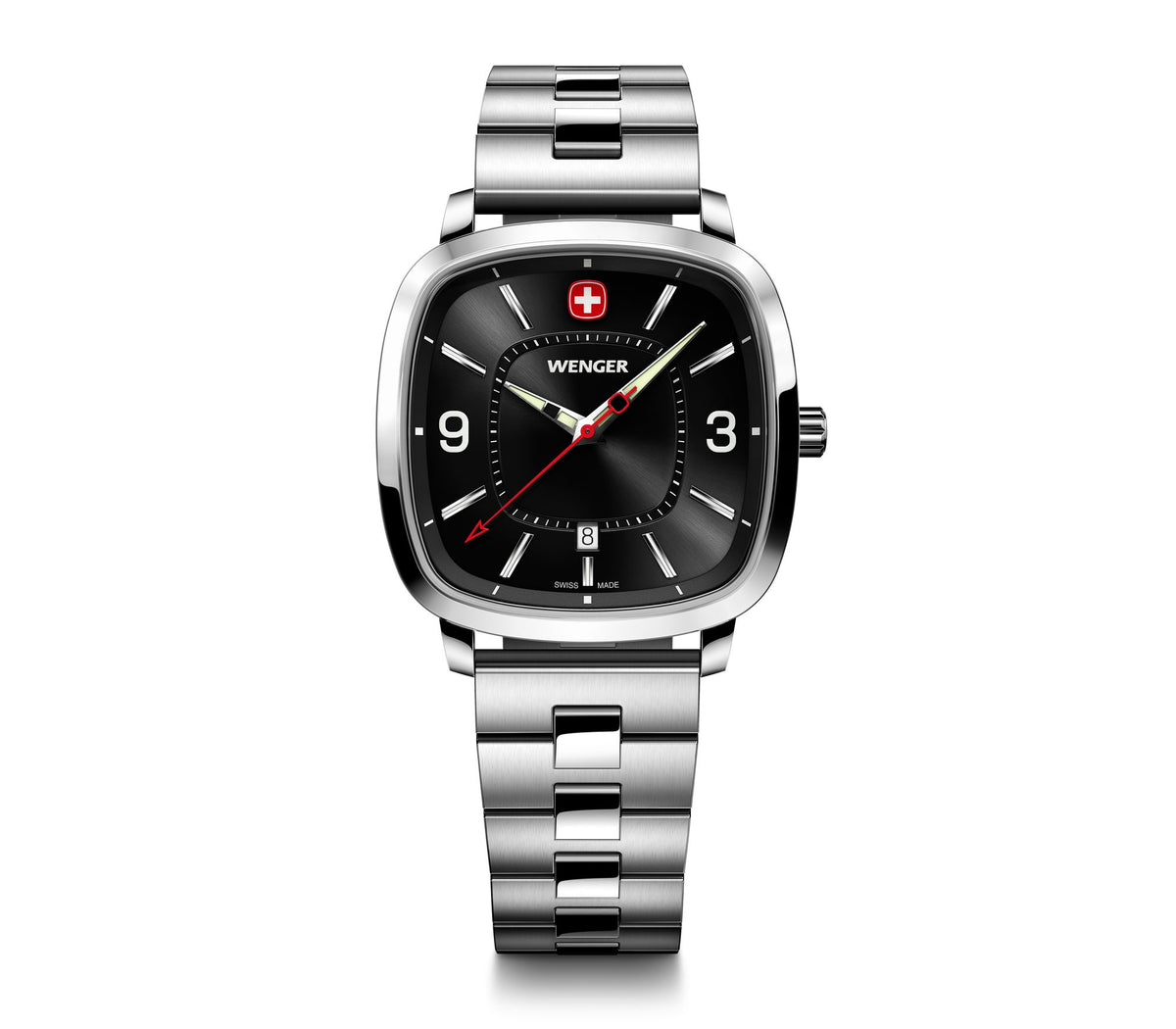 Wenger Vintage Sport 37mm Black Dial Stainless Steel Watch 