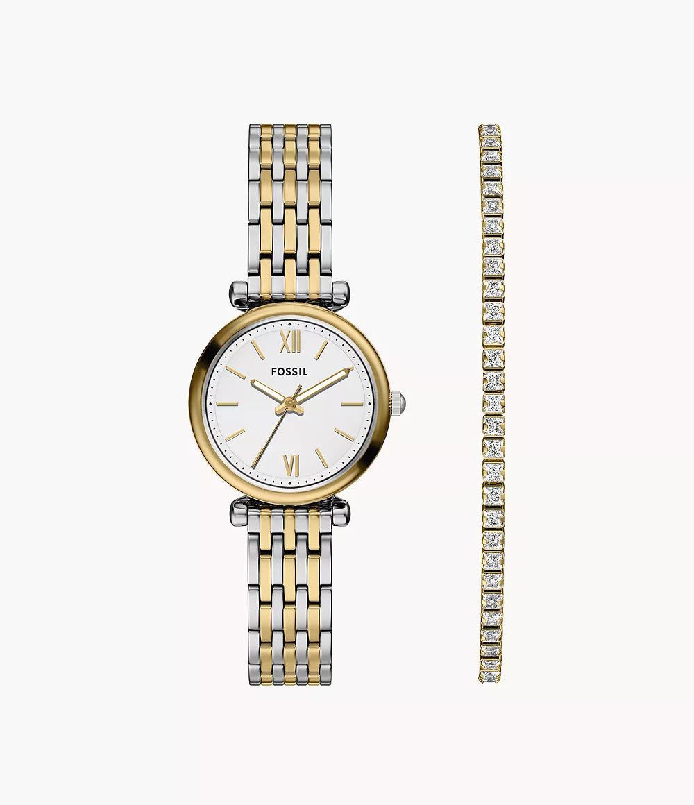 Fossil Carlie Three Hand Two Tone Stainless Steel Watch ES5450SET