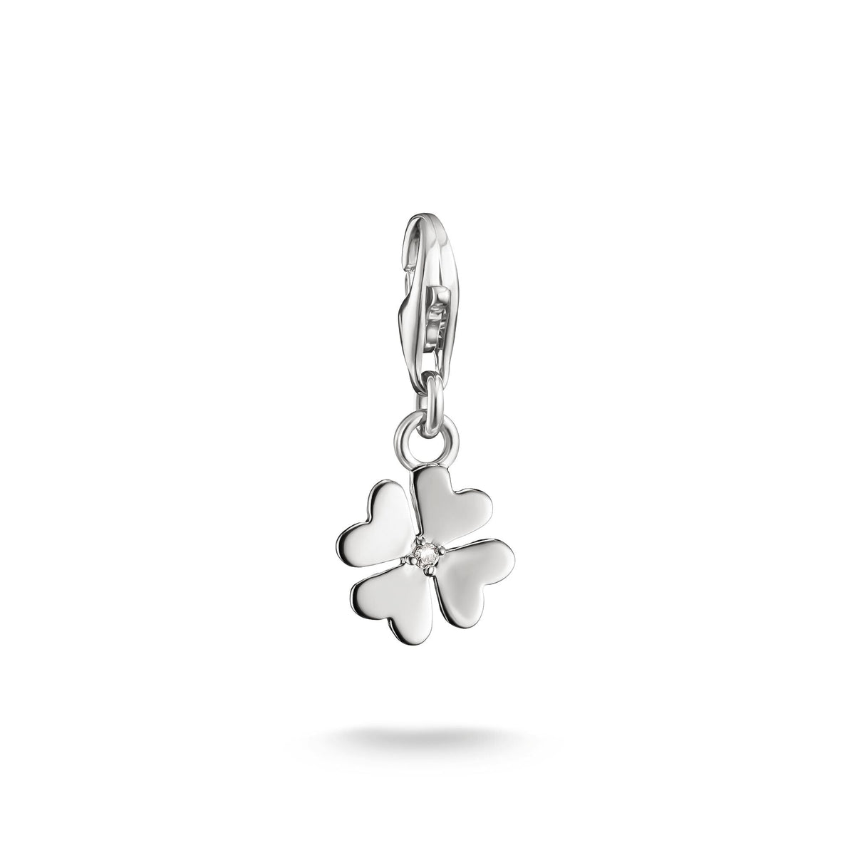 Thomas Sabo Silver-Plated Four-Leaf Clover Charm with Zirconia Centre Stone CC2248M CC2248M front packshot
