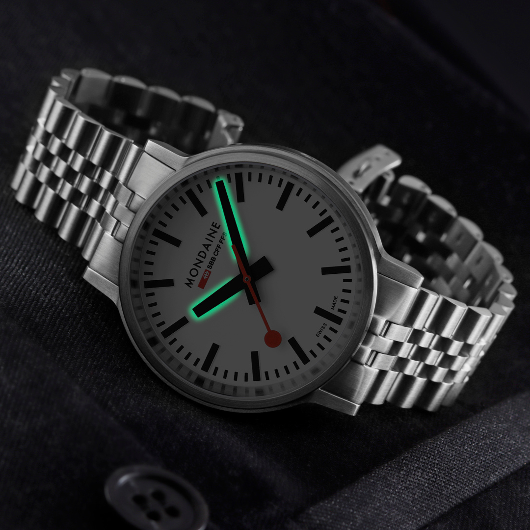 Mondaine Stop2go Backlight White Dial Stainless Steel Watch MST.4101B.SJ.2SE