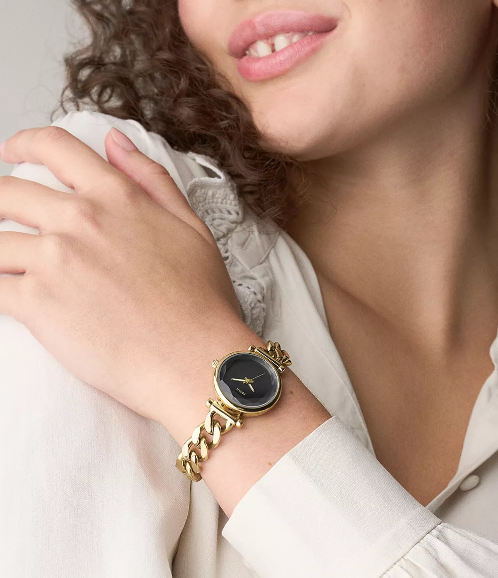 Fossil Carlie Three Hand Gold Stainless Steel Watch ES5440