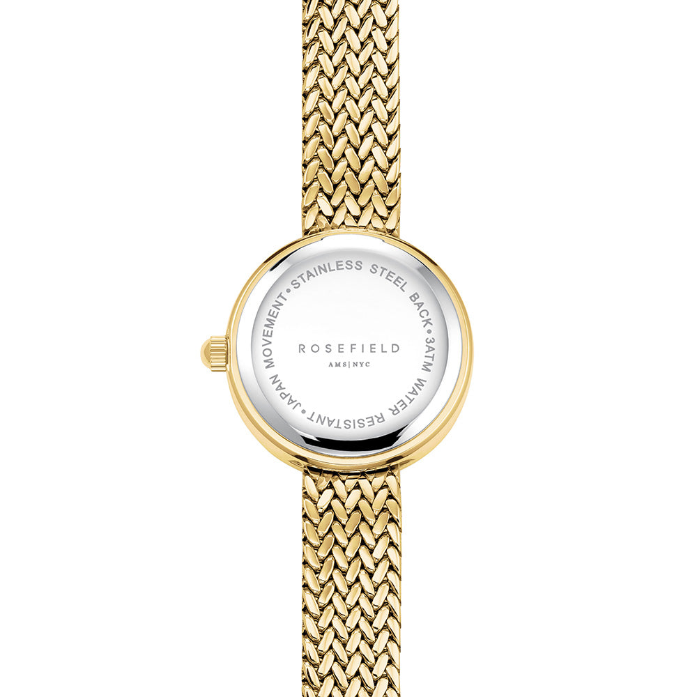 Rosefield Mini Small Edit Crystal Gold Dial Stainless Steel Watch MCGMG-M03