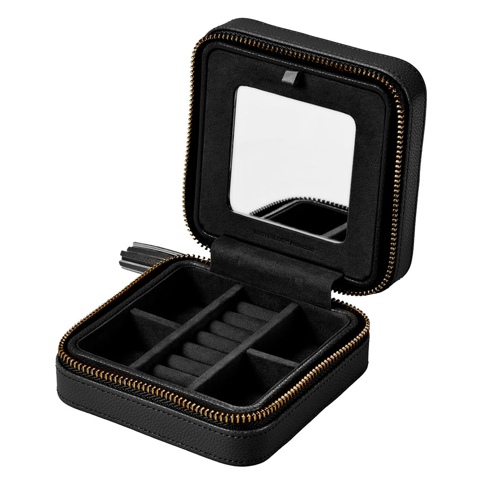 Wolf Lauren Zip Travel Case in black recycled vegan leather