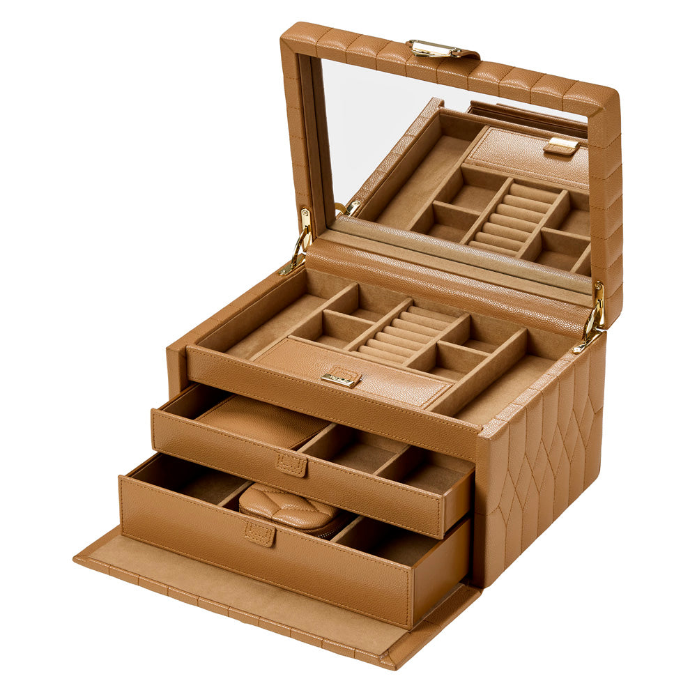 Wolf Lauren Medium Jewellery Box in caramel recycled vegan leather — view 10
