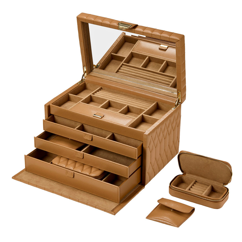 Wolf Lauren Large Jewellery Box in caramel recycled vegan leather — view 3