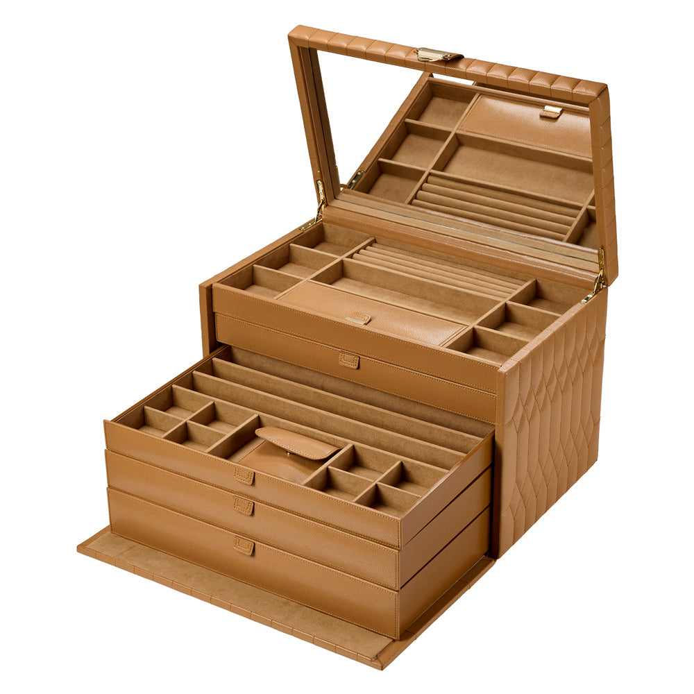 Wolf Lauren Extra Large Jewellery Box in caramel recycled vegan leather — view 10