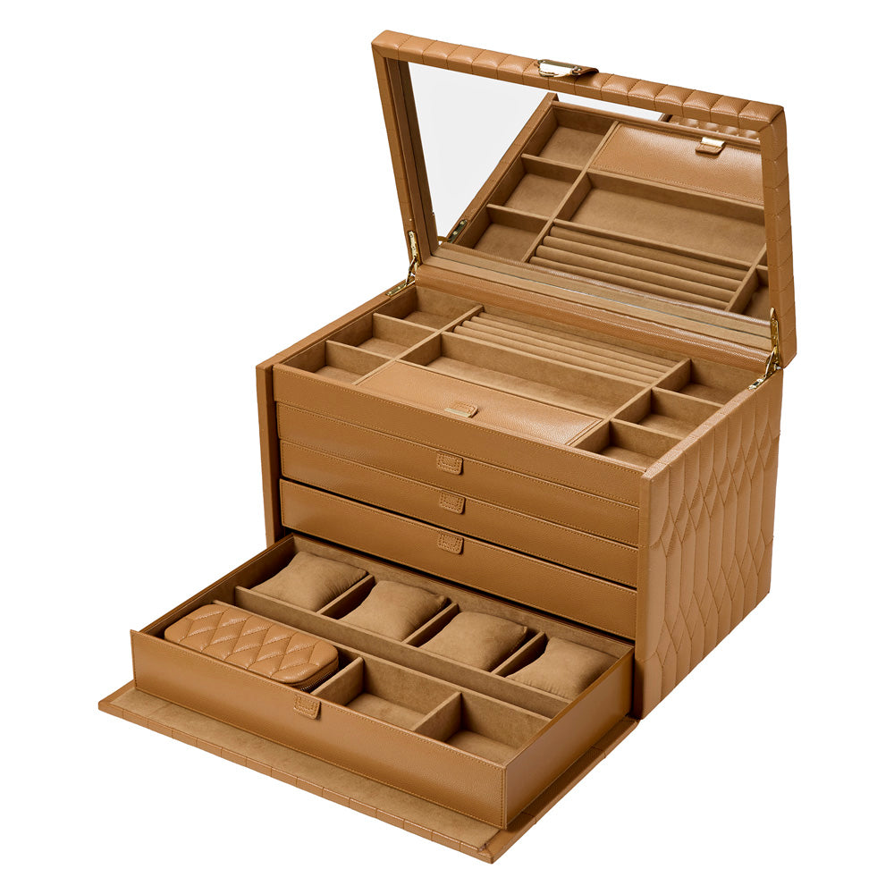 Wolf Lauren Extra Large Jewellery Box in caramel recycled vegan leather — view 12