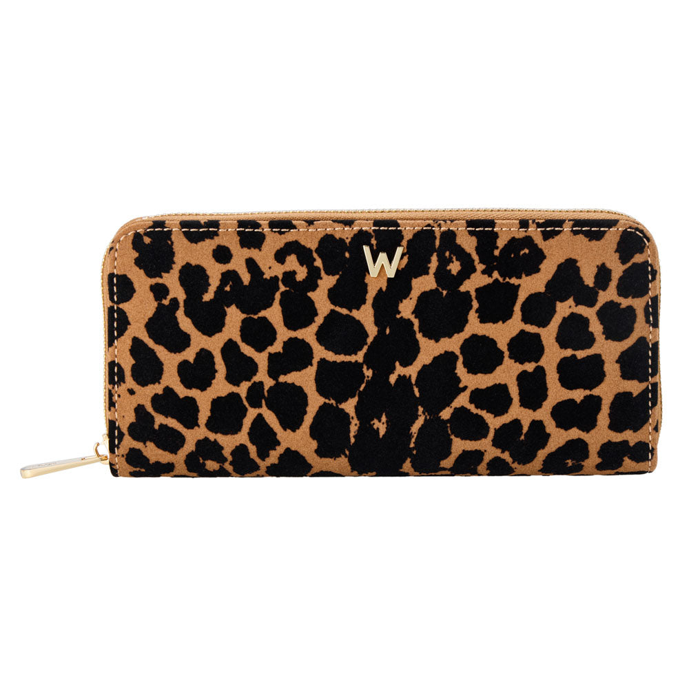 Wolf Savanna Leopard Print Long Zip Wallet