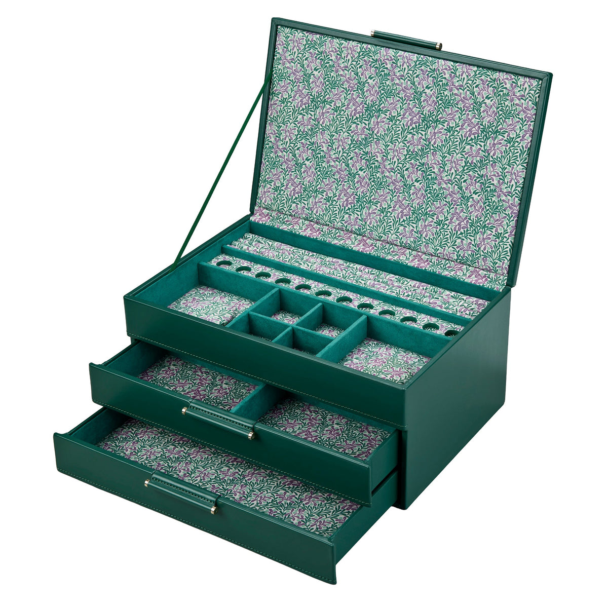 Wolf Sophia Jewellery Box with Drawers Forest Green Fruit Botanical