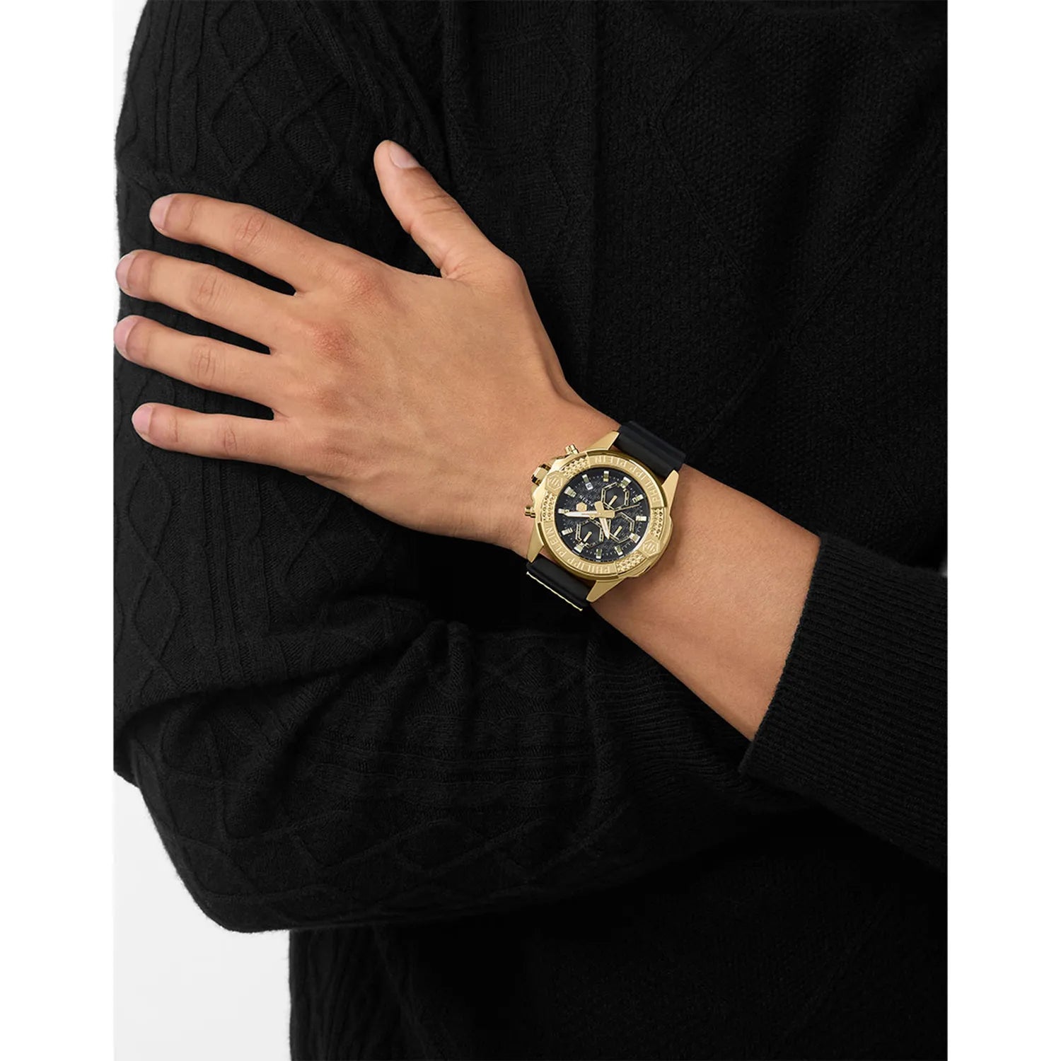 Philipp Plein The Skull Chrono Black Silicone Band Watch PWWFA0225