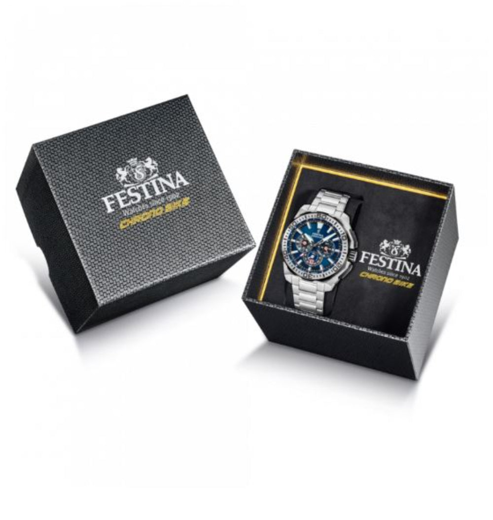 Festina Chrono Bike Blue Dial Stainless Steel Strap Watch f20724/2
