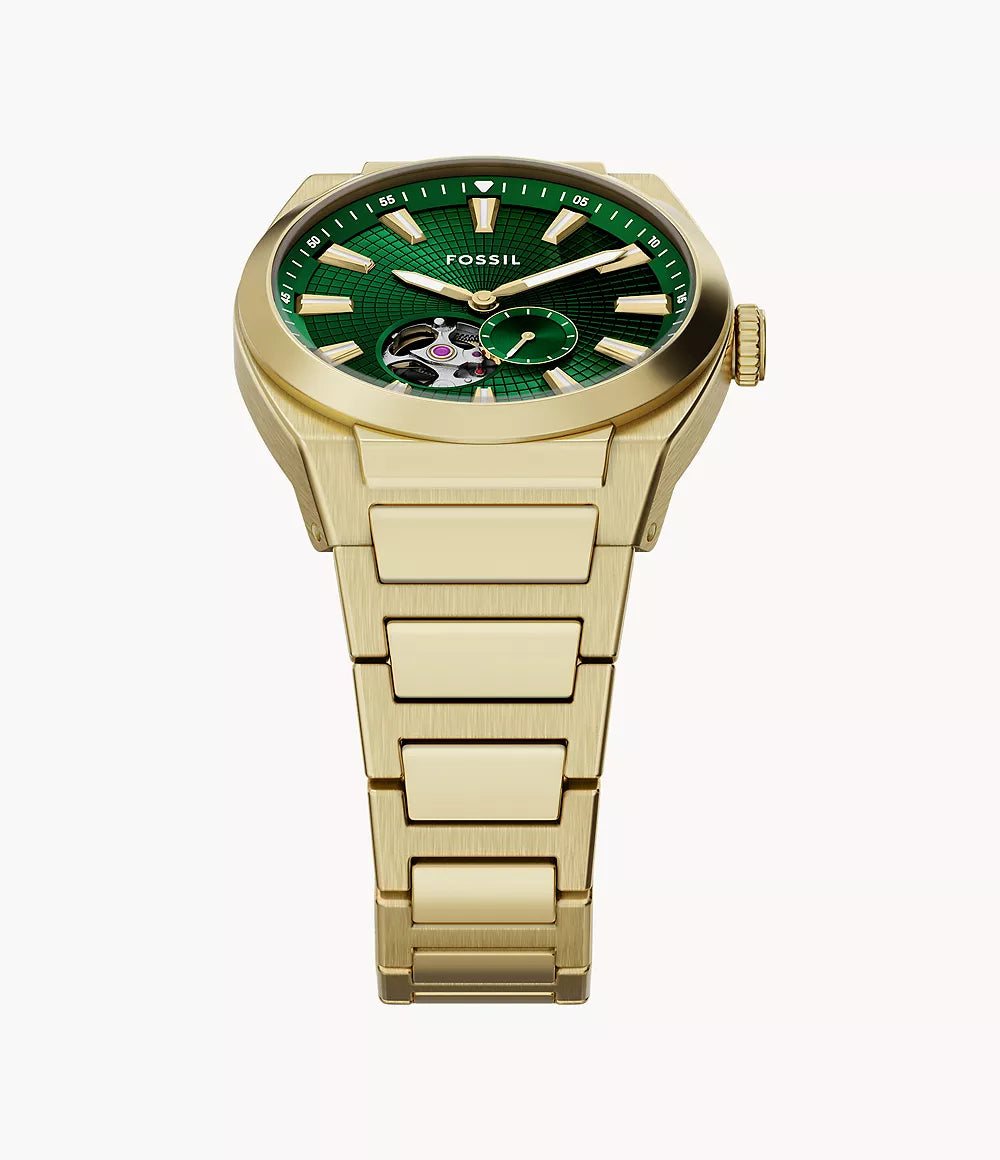 Fossil Everett Automatic Gold Stainless Steel Watch ME3276