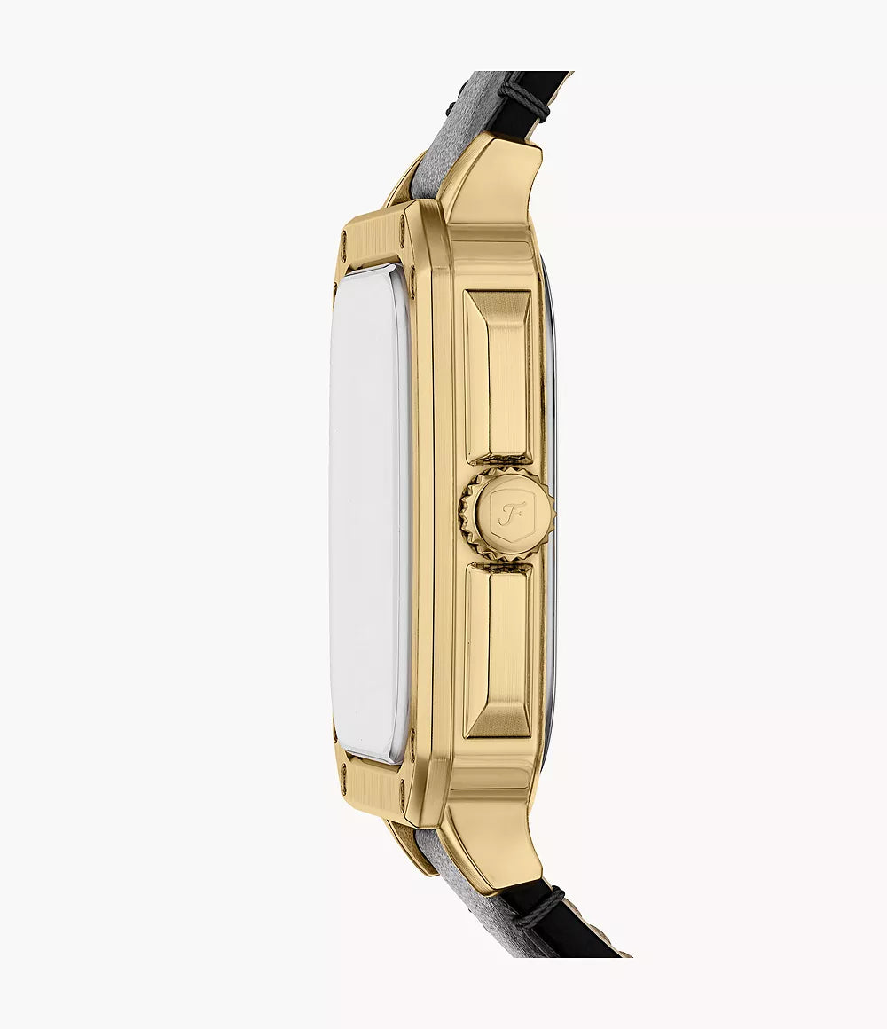 Fossil Crosby Three Hand Black Leather Watch FS6151