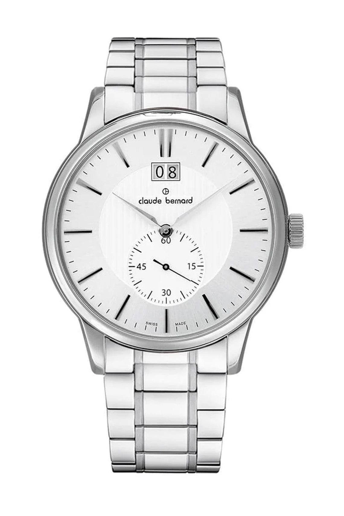 Claude Bernard 40mm White Dial Stainless Steel Strap Watch