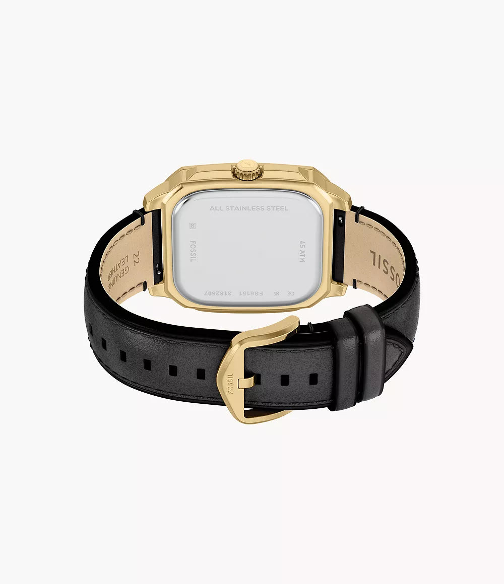 Fossil Crosby Three Hand Black Leather Watch FS6151