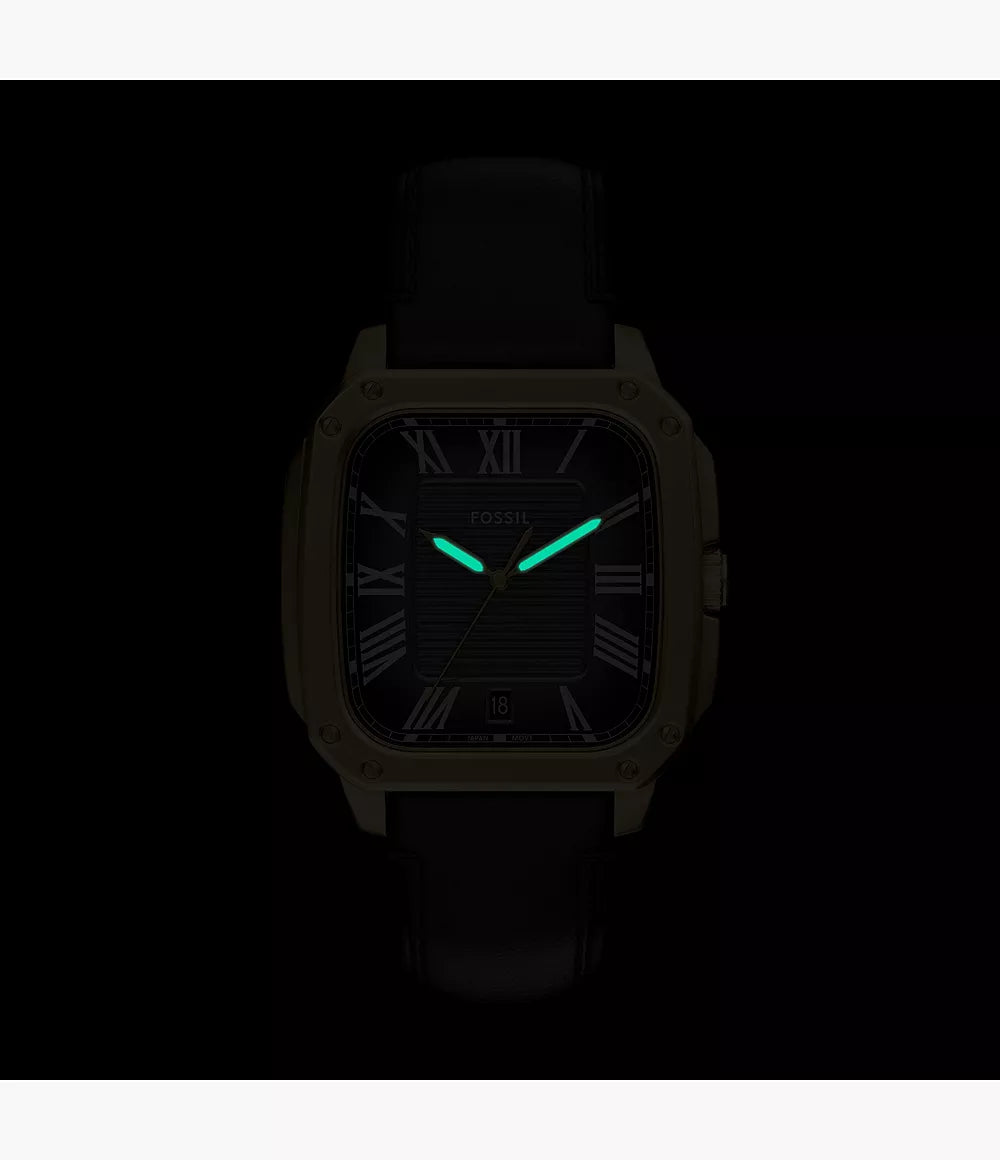 Fossil Crosby Three Hand Black Leather Watch FS6151