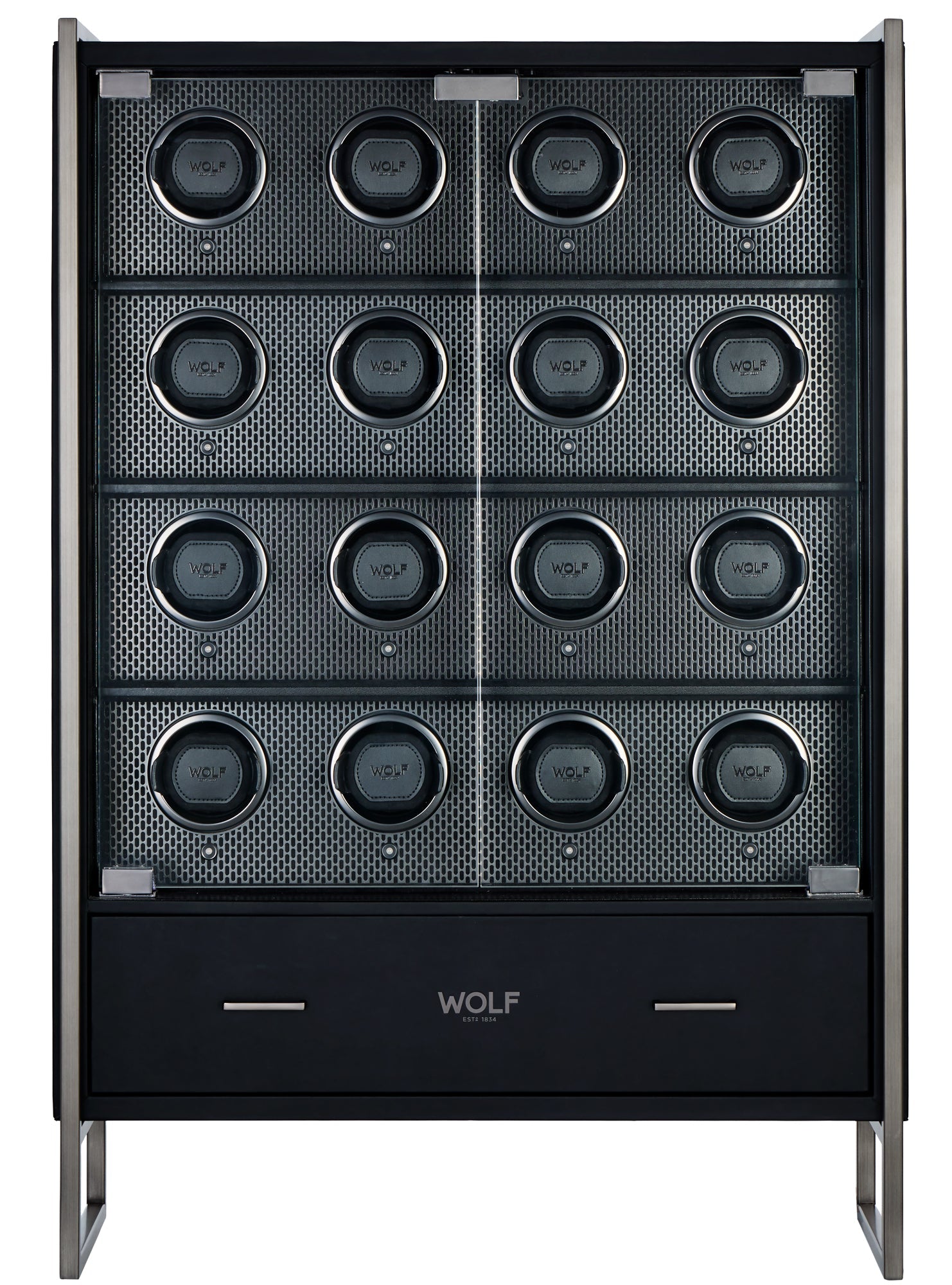 WOLF Axis 16 Piece Watch Winder Cabinet in Powder Coat