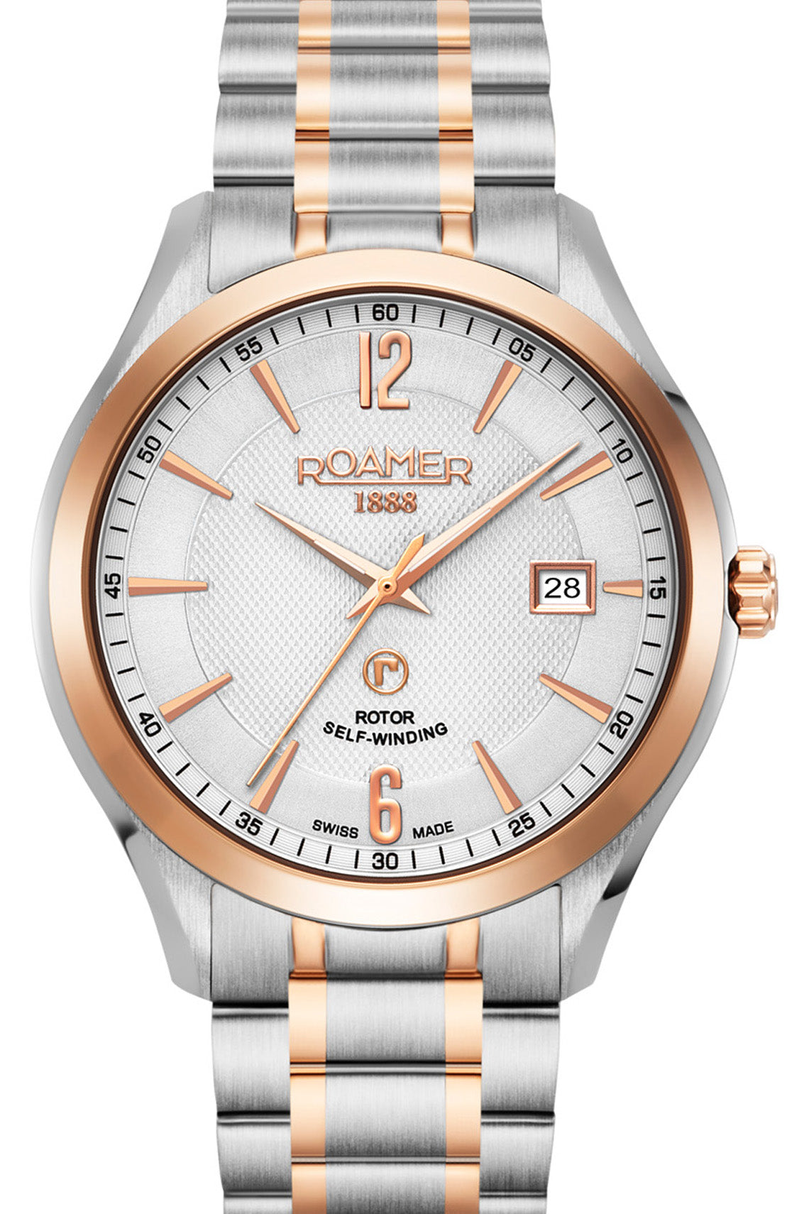 Roamer Mechaline Pro 41mm White Dial Two Tone Stainless Steel Strap Watch