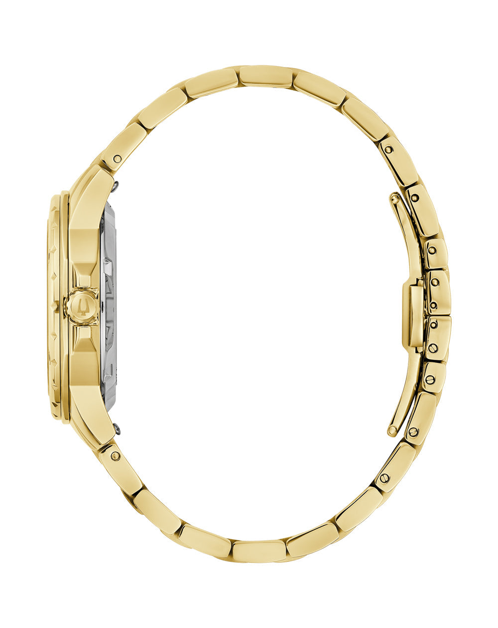 Bulova Marine Star Gold Tone Stainless Steel Automatic Watch Black Dial 97P171
