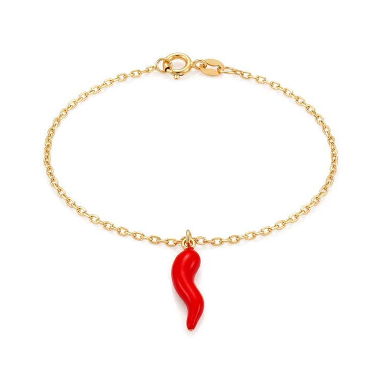 9K Yellow Gold Red Horn Bracelet 17-19cm