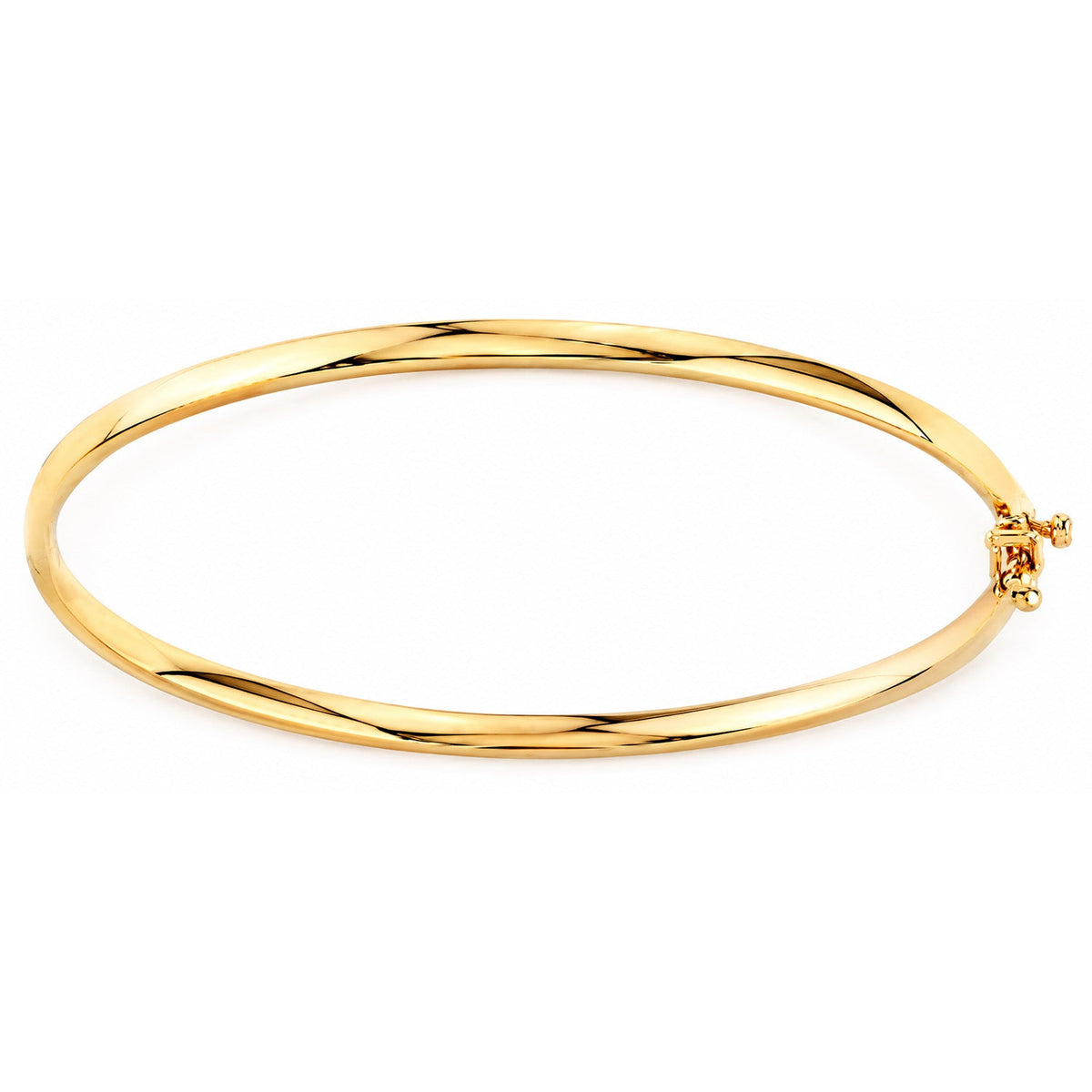 Fine Gold 9K Yellow Gold 3mm Half Round Hinged Bangle 63mm 9YB3573 9YB3573 front packshot