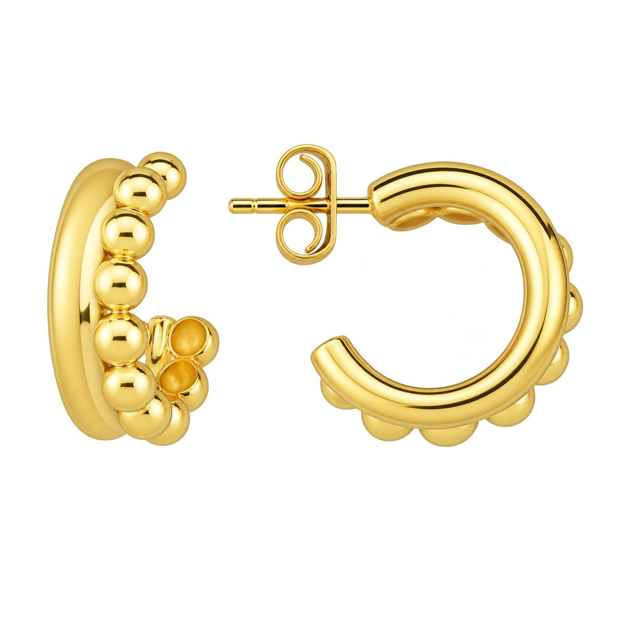Fine Gold 9K Yellow Gold Dots & Dash Open Hoop Earrings 9YE0082 9YE0082 front packshot