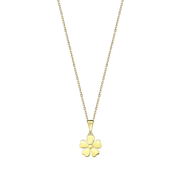 9K Yellow Gold Flower Necklace 40-45cm