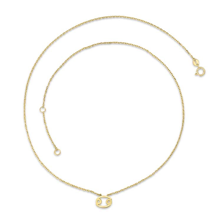 9K Yellow Gold Cancer Zodiac Necklace Adjustable Elegant Gift