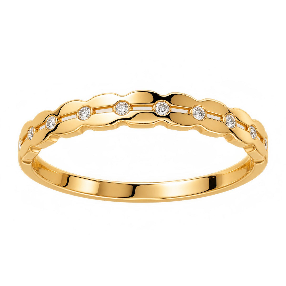 Fine Gold 9K Yellow Gold Double Row Twist Ring 9YR6184-L front packshot