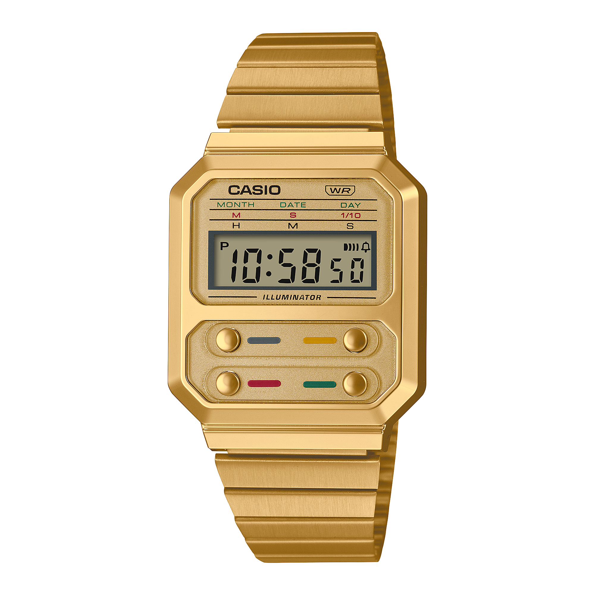 Casio Vintage Digital Gold Stainless Steel Watch A100WEG-9A