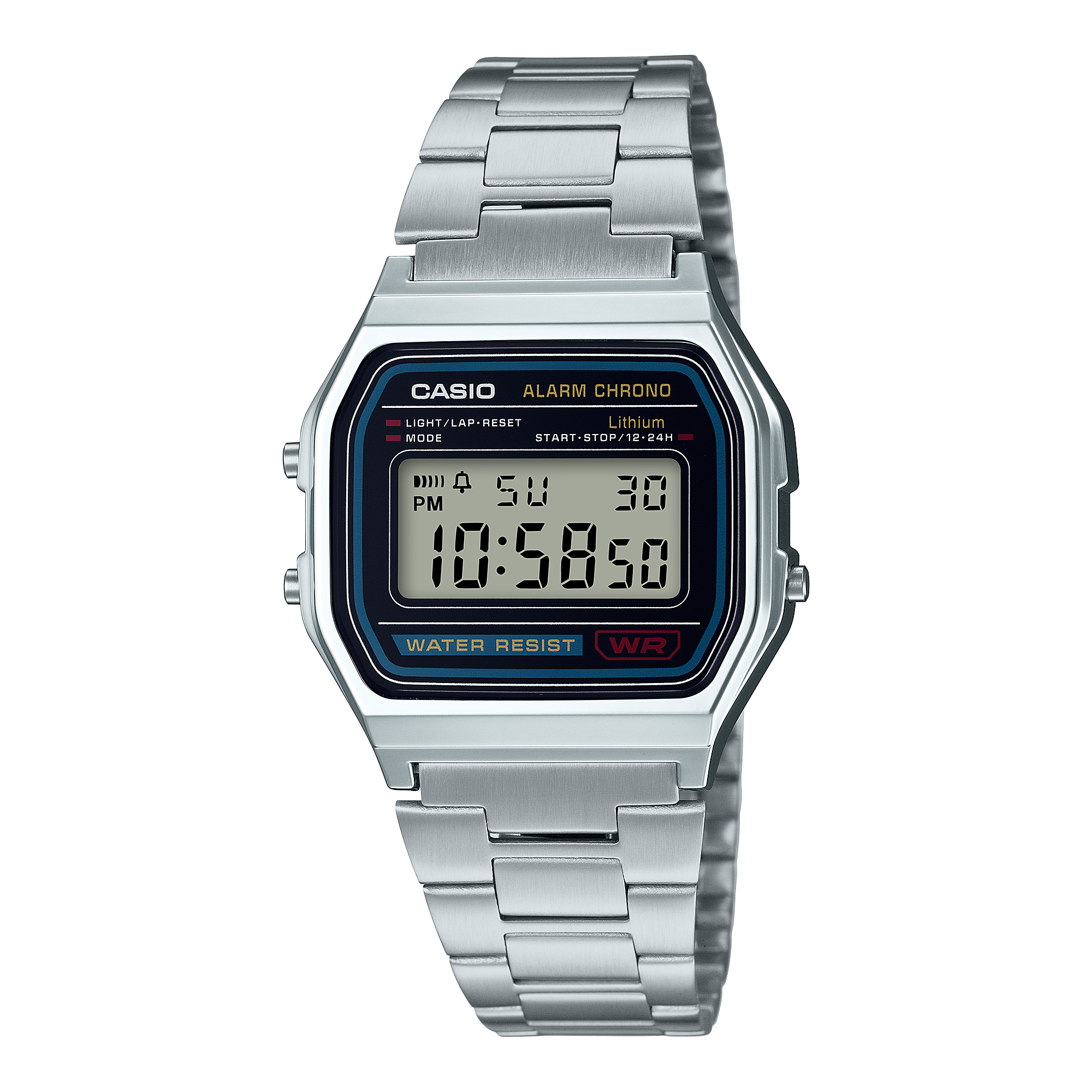 Casio Stainless Steel Digital Silver Dial Watch A158WA-1A