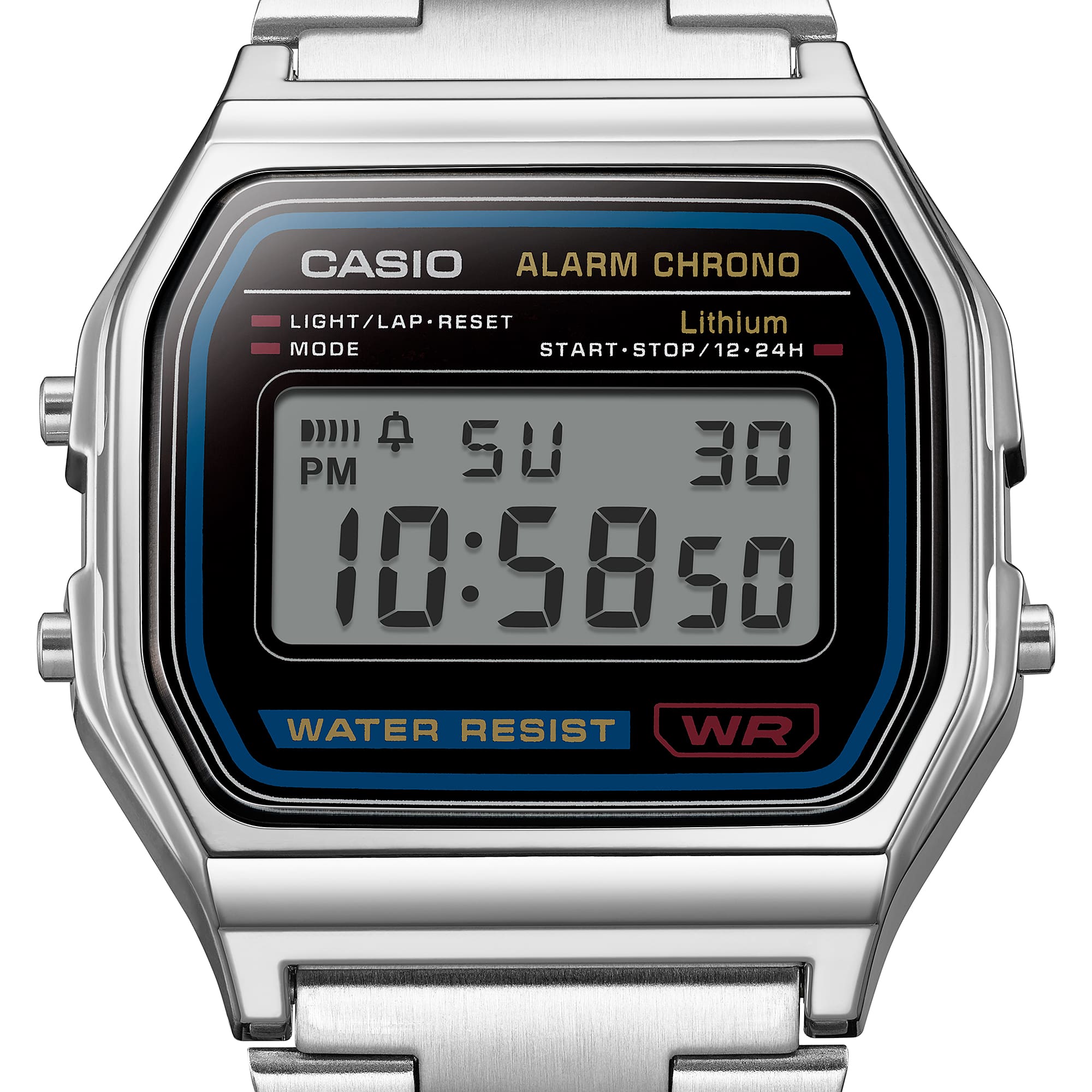 Casio Stainless Steel Digital Silver Dial Watch A158WA-1A