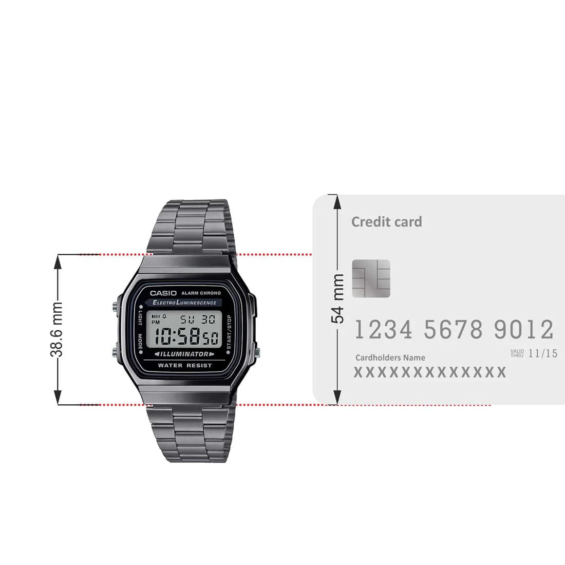 Casio Classic Digital Grey Stainless Steel White Dial Watch A168WGG-1A