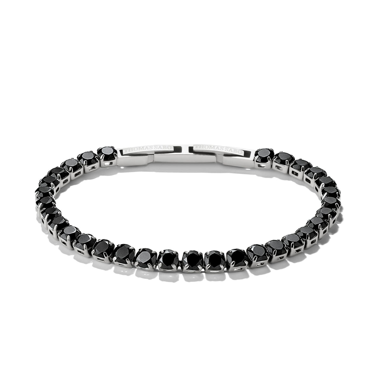 Thomas Sabo Stainless Steel Tennis Bracelet with Black Zirconia TA2259SBCZ-16 front packshot