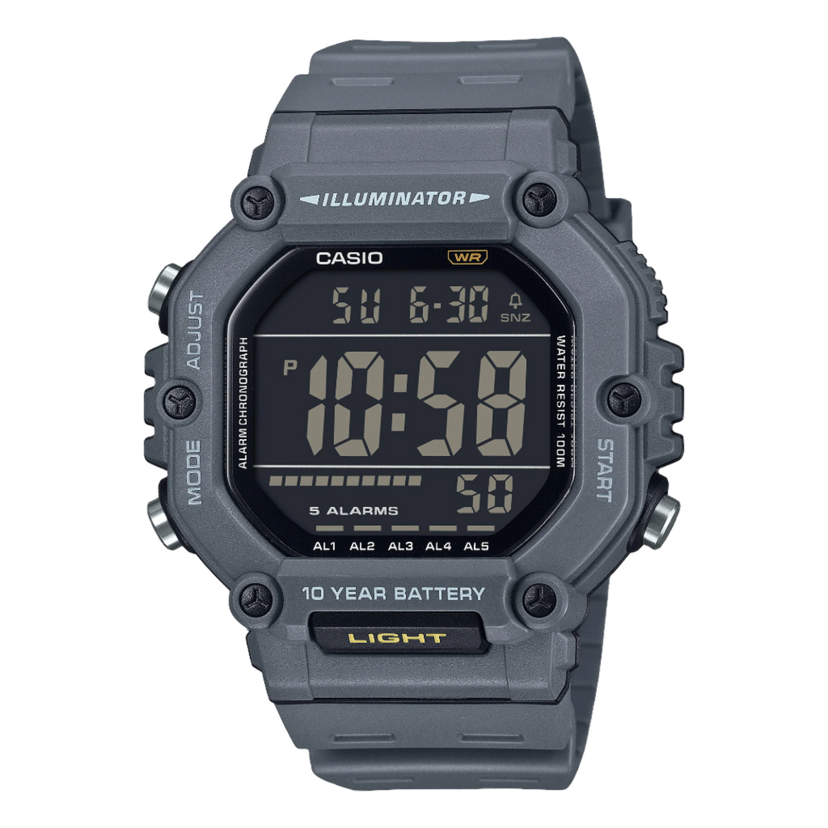 Casio Digital Illuminator Black Dial Grey Resin Band Watch AE1600H-8B
