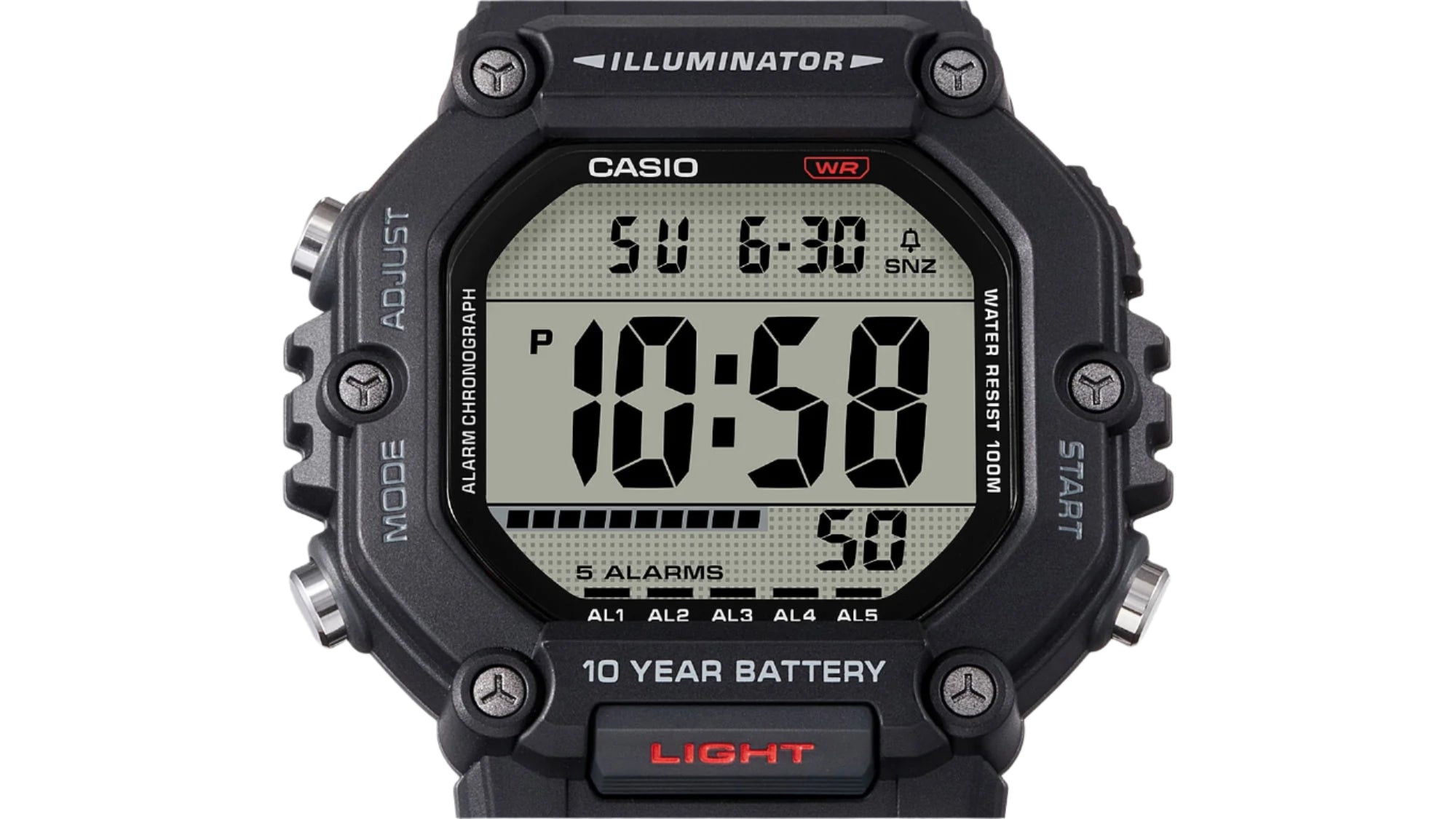 Casio Digital Illuminator Grey Dial Black Resin Band Watch AE1600H-1A
