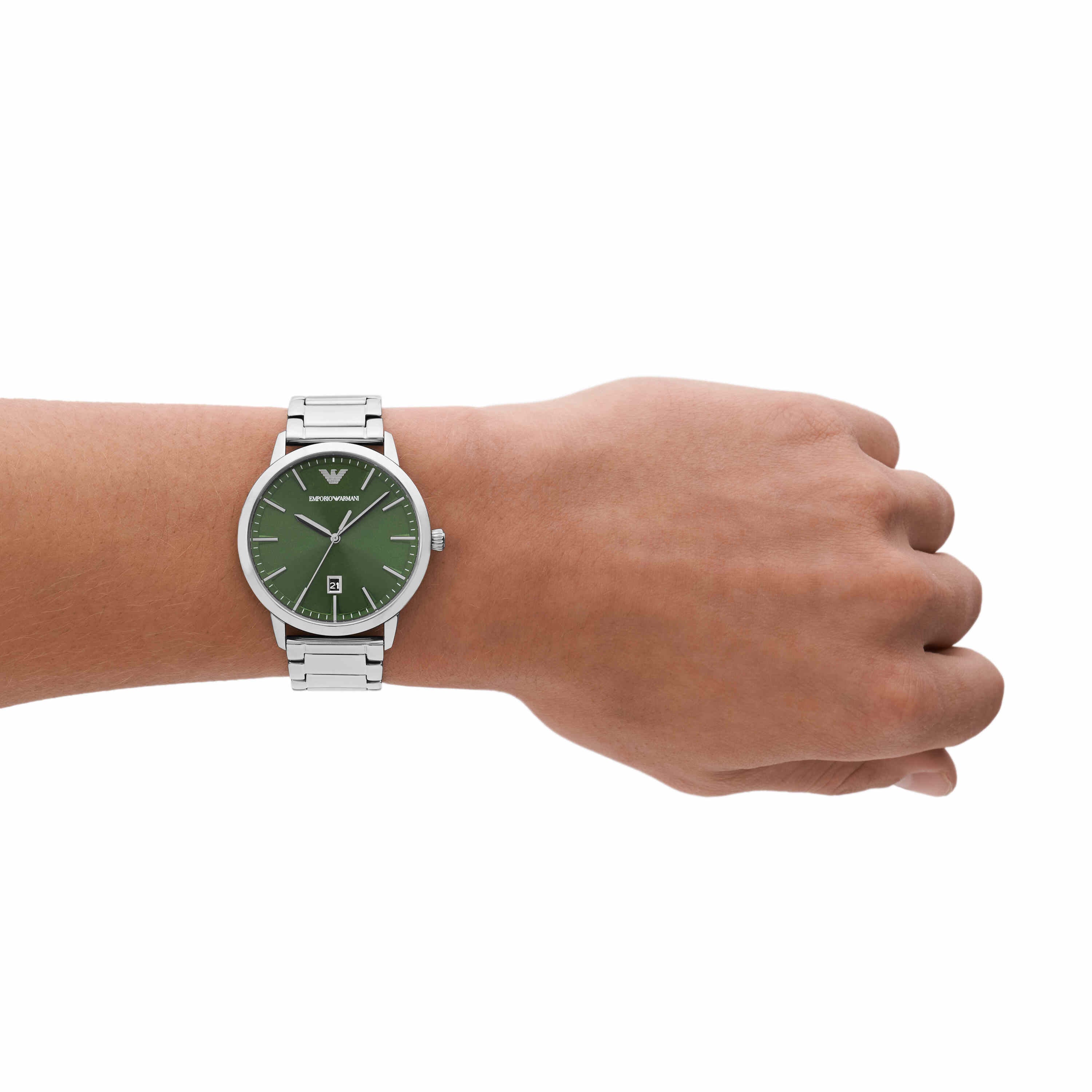 Emporio Armani Green Dial Stainless Steel Watch AR11575