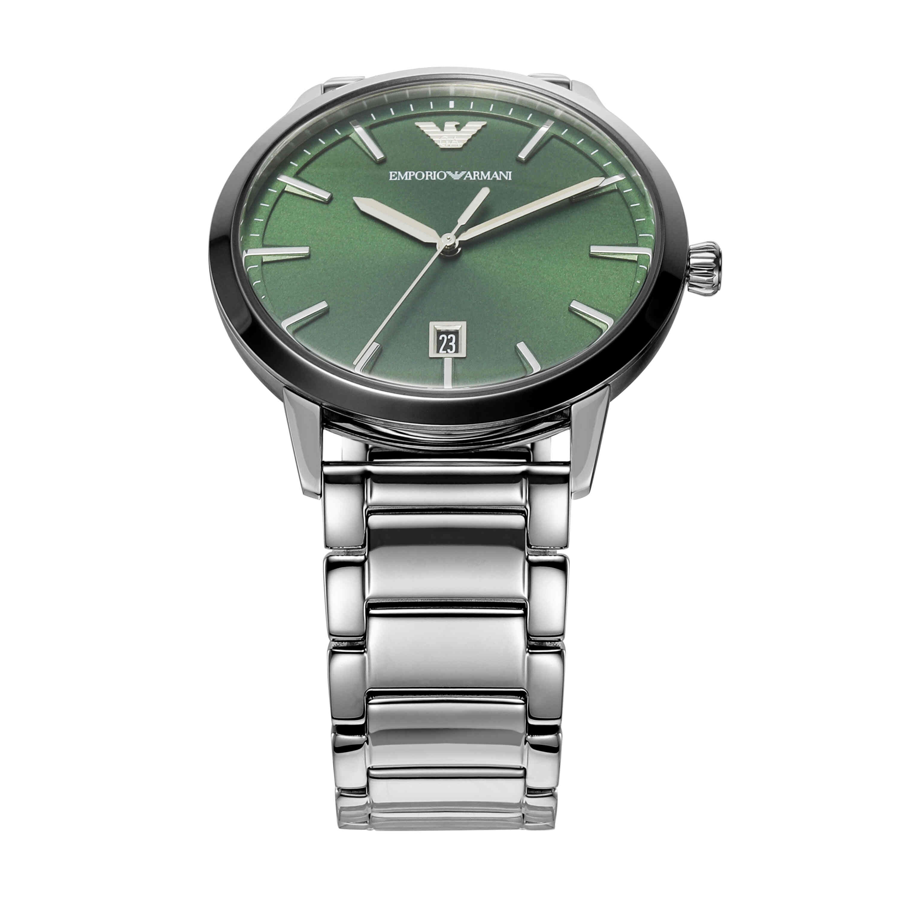Emporio Armani Green Dial Stainless Steel Watch AR11575