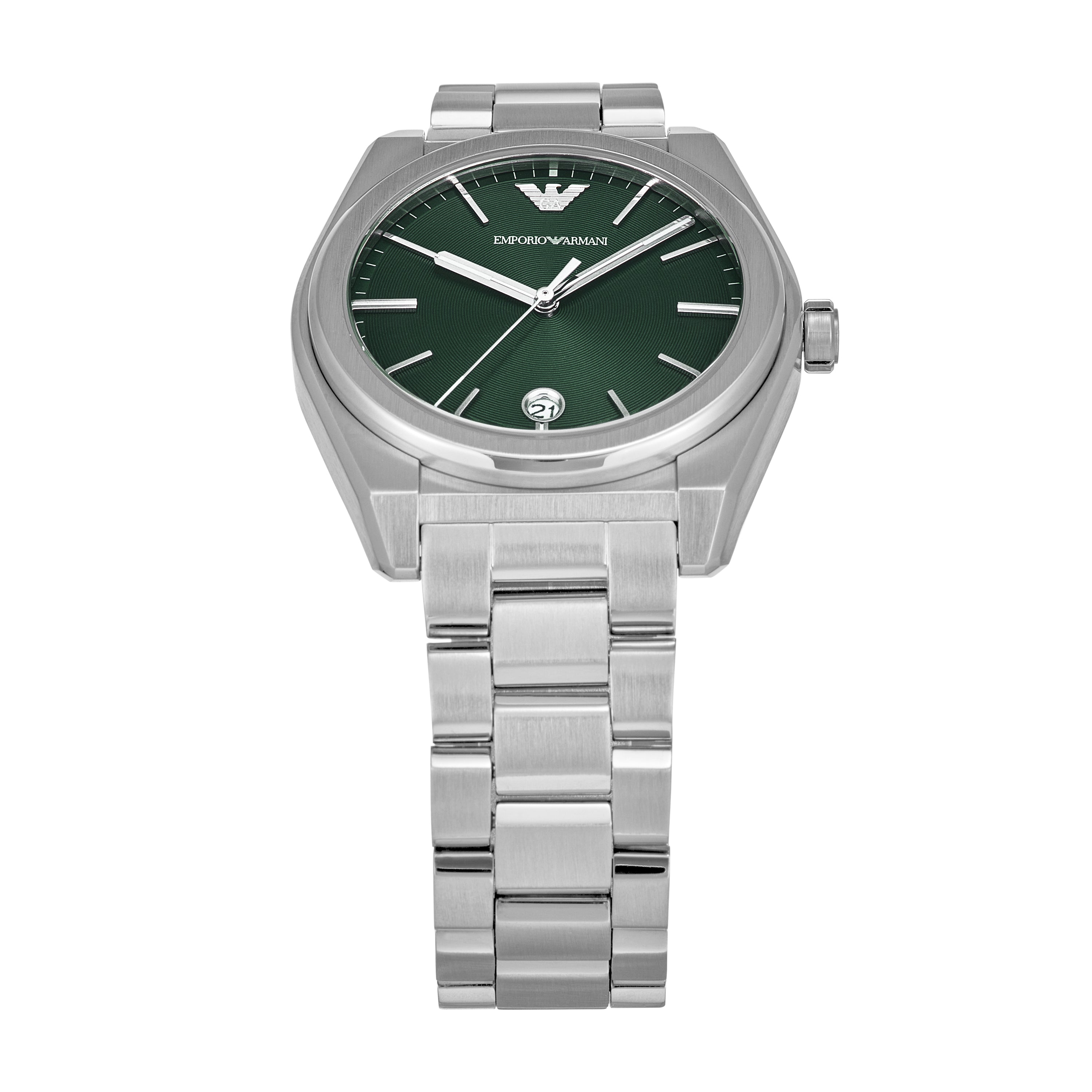 Emporio Armani Three-Hand Date Green Dial Stainless Steel Watch AR11621