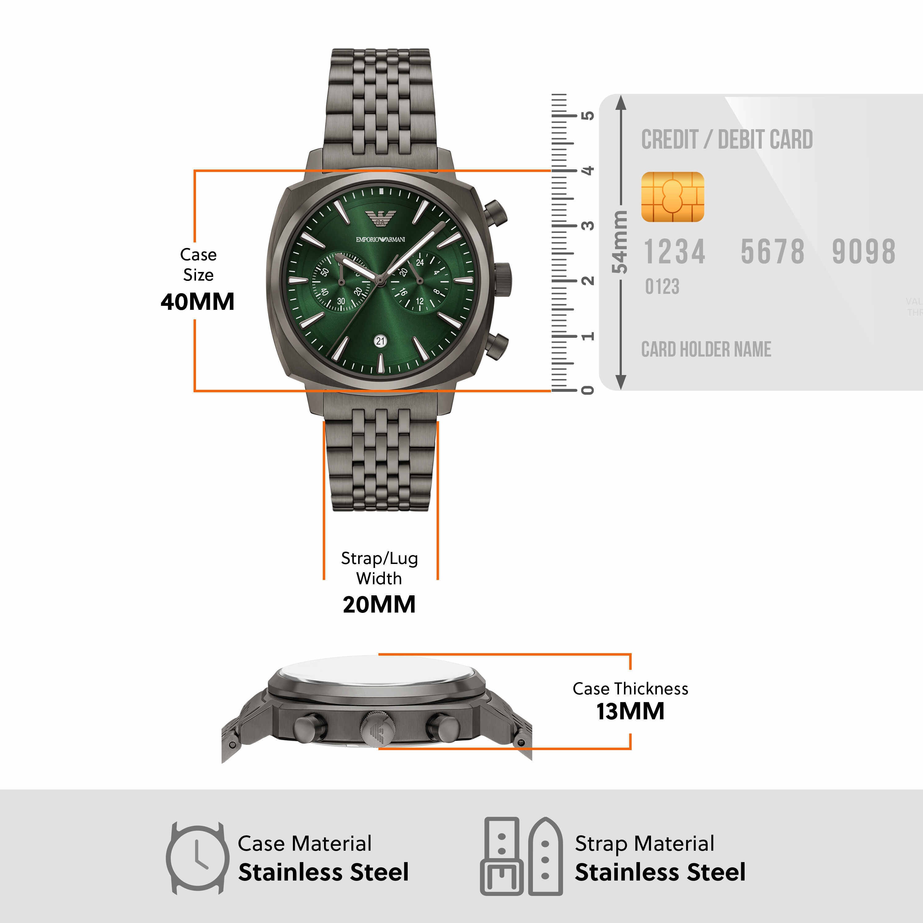Emporio Armani Green Dial Gunmetal Watch AR11689