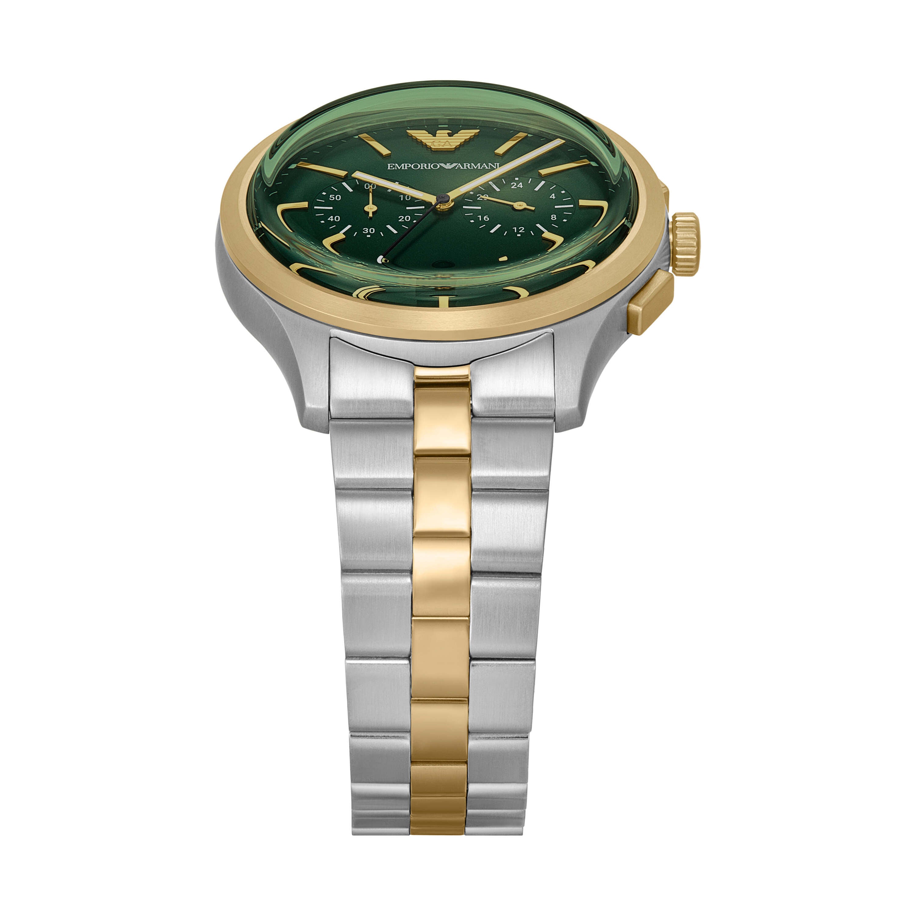 Armani Chronograph Two Tone Stainless Steel Green Dial Watch AR11692