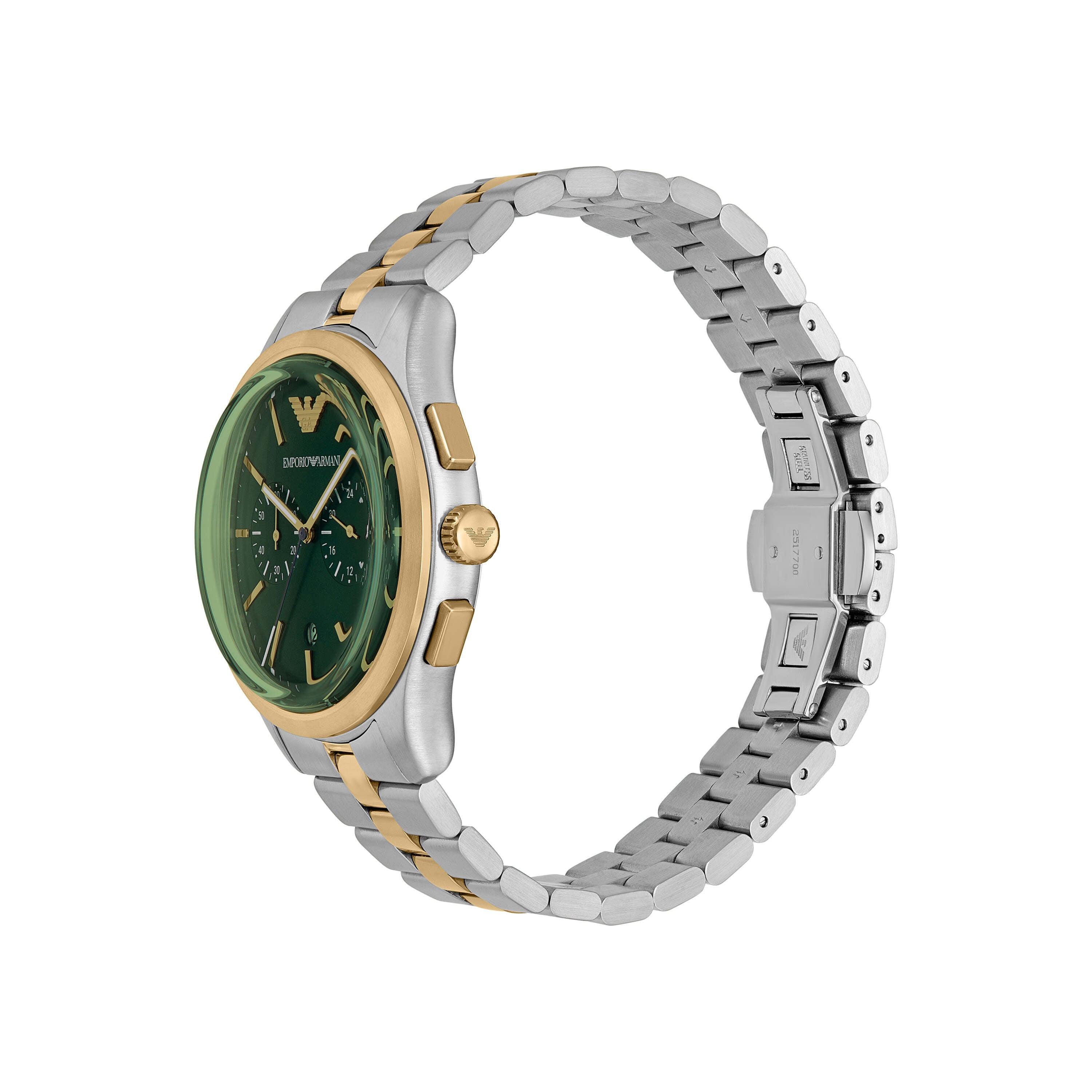 Armani Chronograph Two Tone Stainless Steel Green Dial Watch AR11692
